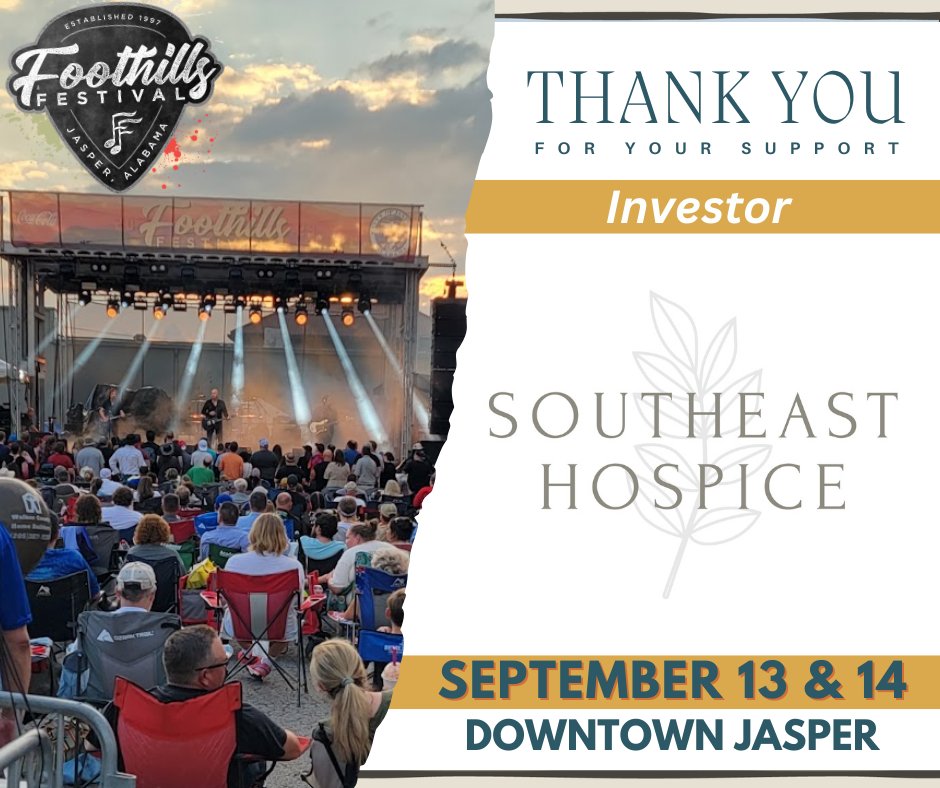 Foothills Festival would not be possible without our partners! Thank you, Southeast Hospice for being a Foothills Festival investor! #foothillsfestival2024