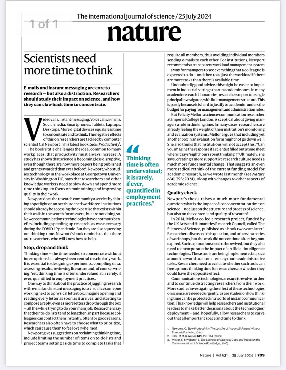 “Thinking time” is now a luxury, one we seldom have because we are burdened with service, unrealistic research expectations, among many other time-sinks. I do think the quality of our overall science is decreasing due to the pace at which we have to “produce” 😣