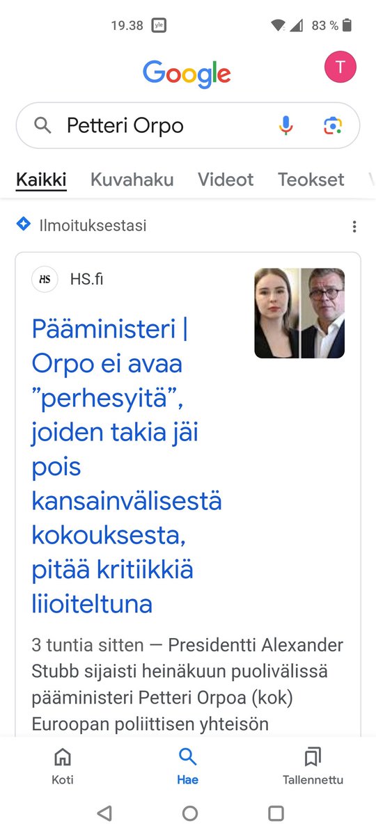 Nyt on pääministerillä arrokanssia sekä perhesyistä että perustuslain noudattamisesta kuin myös Orpon ja Stubbin kahdenkeskisestä sopimisesta missä se virkakunta oli?!).