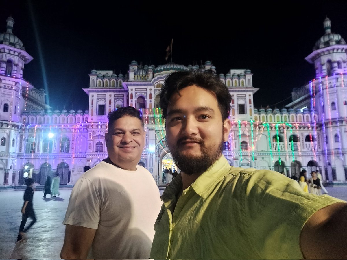 Embracing the spiritual energy of this temple.At Janakpur with Dhakal Ghimire