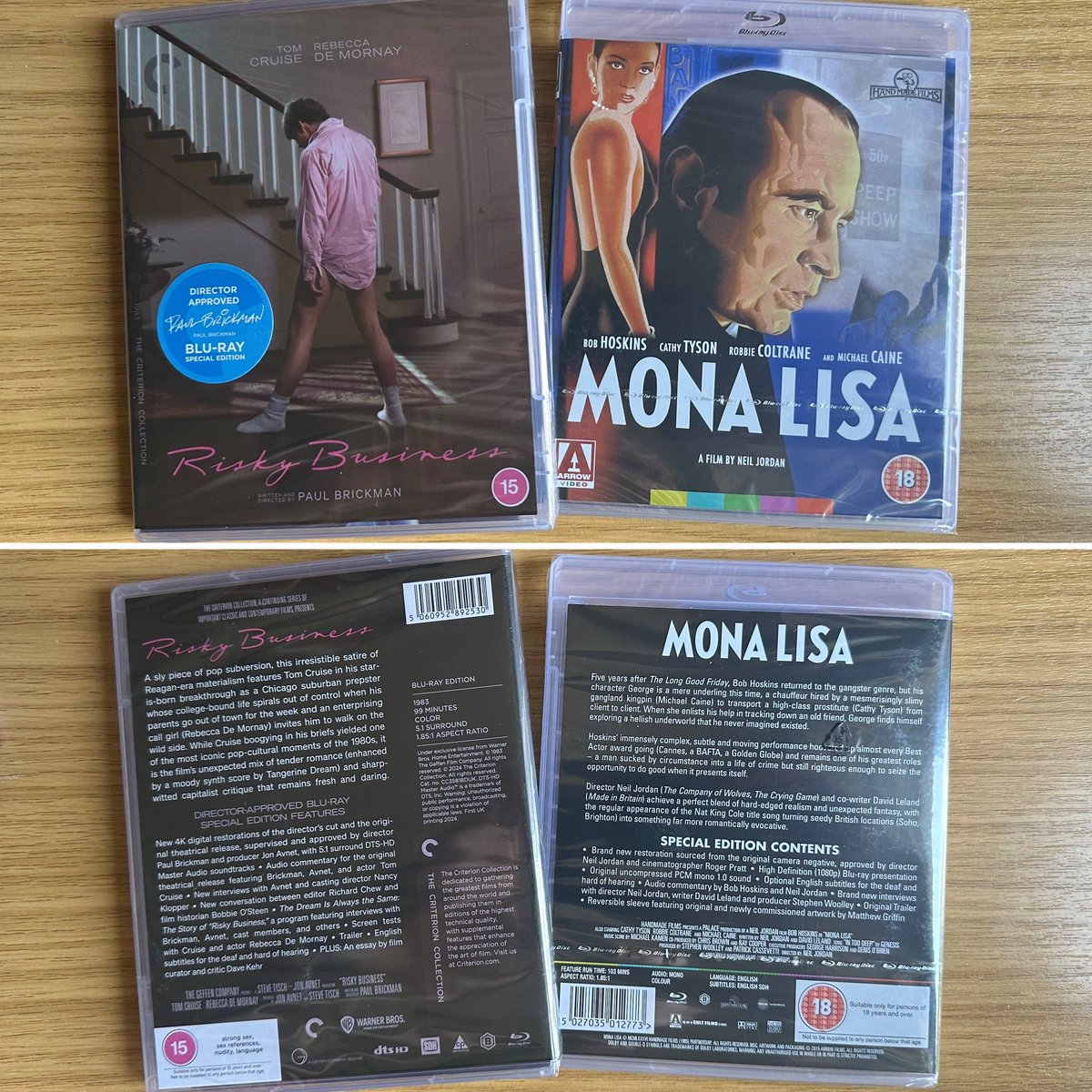 s77tux's tweet image. #LatestAdditions to my #BlurayCollection:
There’s a time for playing it safe and a time for... #RiskyBusiness @UKCriterion’s 4K restoration;
Sometimes love is a strange and wicked game. @ArrowFilmsVideo’s special edition of #MonaLisa
#Bluray #PhysicalMedia #KeepDiscsAlive