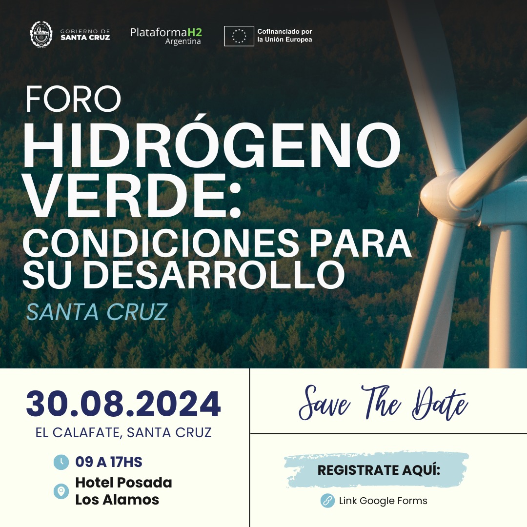 ➡️ FORO HIDRÓGENO VERDE: CONDICIONES PARA SU DESARROLLO

Se llevará a cabo el próximo viernes 30 de agosto, organizado por el Gobierno de Santa Cruz y la PlataformaH2 Argentina, en El Calafate.

👉Inscripciones aquí: docs.google.com/forms/d/e/1FAI…