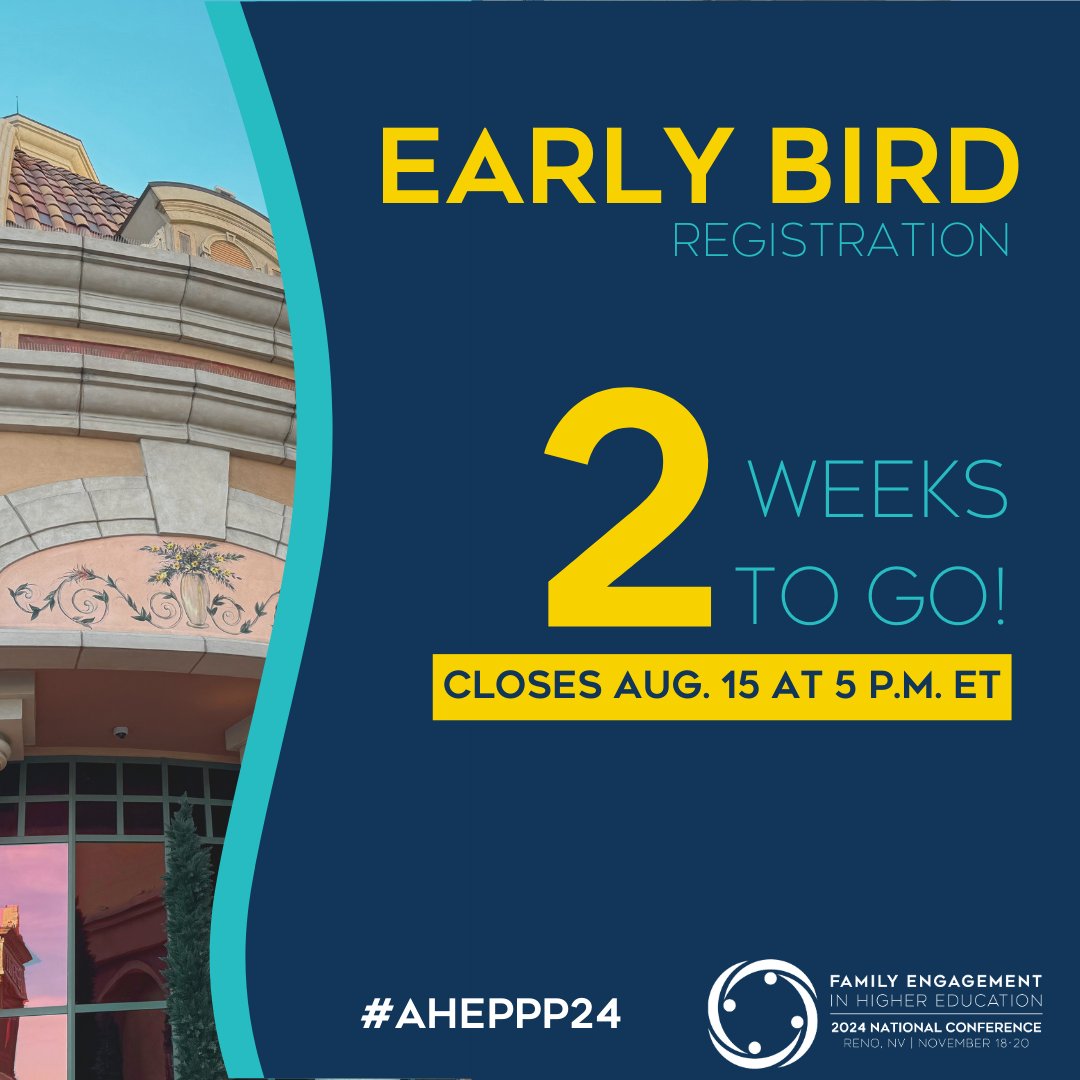 Calling all early birds: Early bird registration for this year's national conference in Reno, NV ends on Aug. 15 at 5 p.m. ET. Register now for the best available rate!