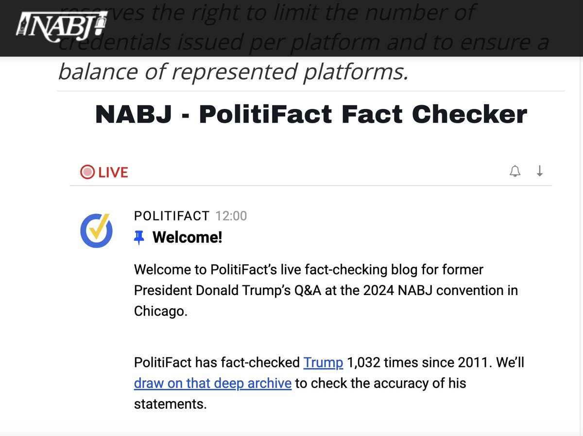 NABJ has embedded a @politifact live blog to fact-check Trump's appearance nabjonline.org/blog/nabj-to-h…