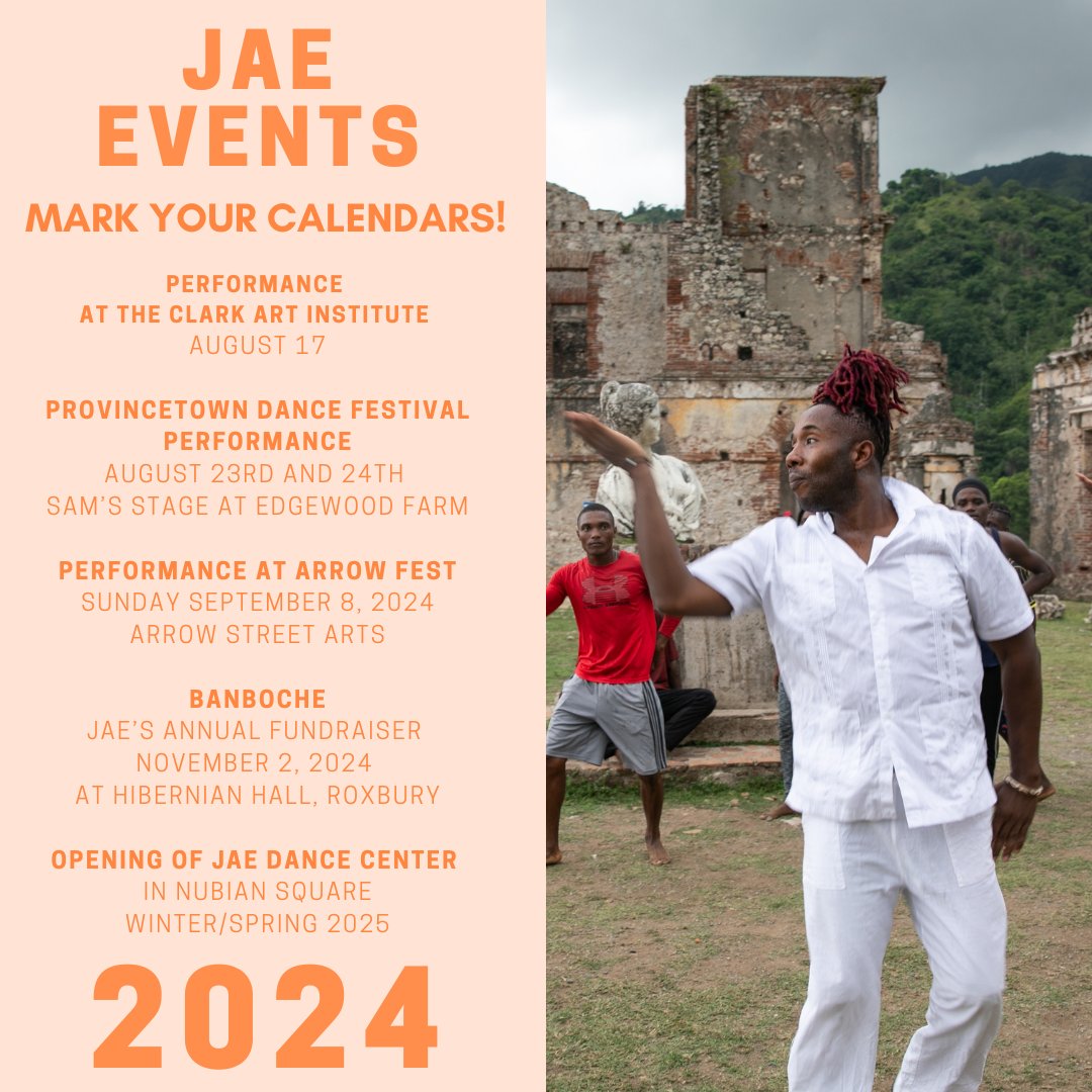 JAE has so many performances and events throughout 2024!  We can't wait to see our community this fall for connection, healing, and dance. Mark your calendars and stay connected with us for more info!