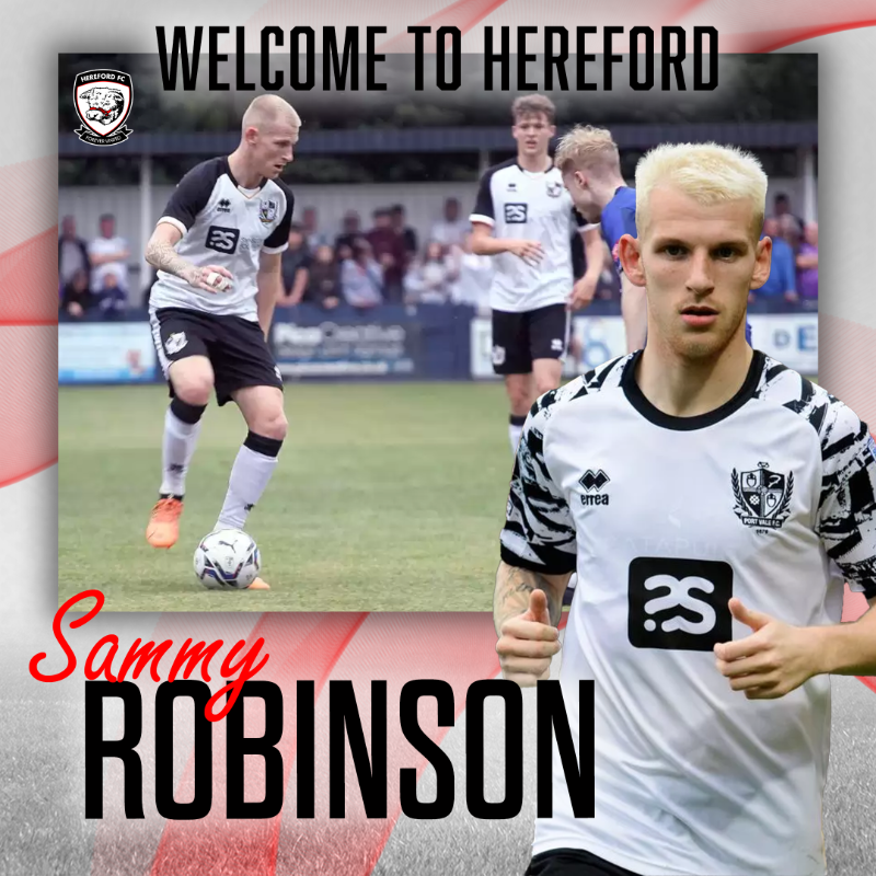 HerefordFC's tweet photo. Sammy is a Bull 🐮

Defender, Sammy Robinson, joins the Bulls as Caddis' latest addition. 
#COYW | #OurCity