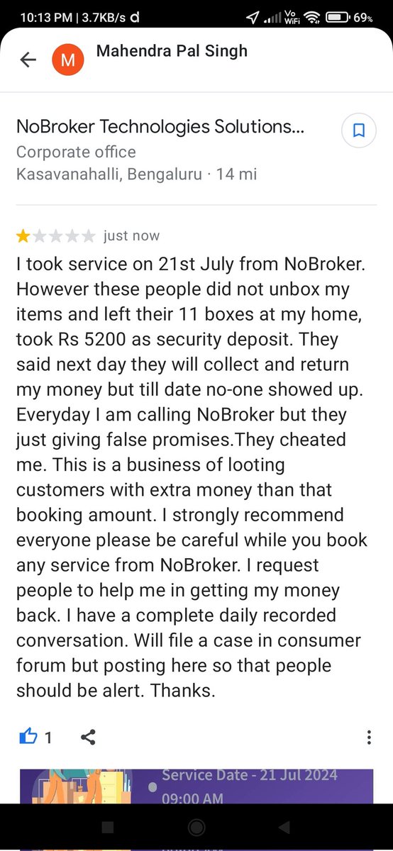MPalSingh1981's tweet photo. @nobrokercom @AmitKumarA @akhil10s @Sgarg2408  @AmitAgarwal Booking id: HSPM-11015960 I had a booking on 21 July 4 house shifting. Yr partner did not unbox 11 boxes &amp; promised 2 collect these boxes next day &amp; took security deposit of Rs 5200. 10 days over no-one showed up yet. https://t.co/0s5A2FTN5m
