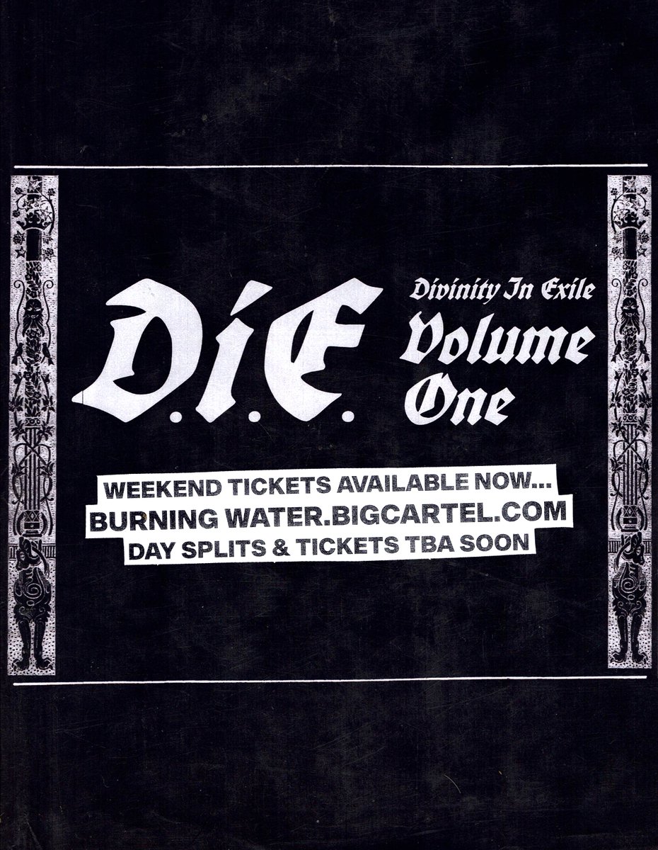 DIE Vol 1 - a new hardcore fest in Brighton. Weekend tickets on sale now.

LINEUP (Fri + Sat):
Spy 🇺🇸 
Sorcerer 🇫🇷
Blood Sermon 🇸🇪 
3ND7R 🇮🇹
Silver 🇮🇹 
Imposter
Killing Me Softly
Stiff Meds
No Relief
Fate
Plastics
Faced Out 🇪🇸 
False Reality
Disengagement
Bodybag
Ikhras
The Swamp