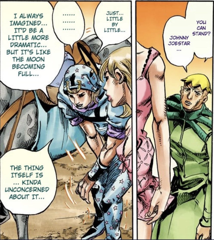 wickedrinker's tweet photo. *steel ball run spoilers*

I’ve seen so many people say Johnny is paraplegic but at the end of steel ball run  he learns to walk again. https://t.co/BI5mceXYT6