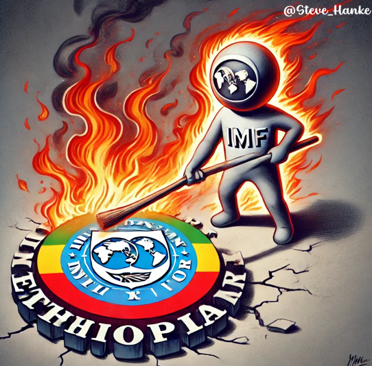 steve_hanke's tweet photo. #EthiopiaWatch🇪🇹: Forced by the IMF, Ethiopia has floated the birr. It's NOT floating on a sea of tranquility. It has plunged by 30% against the USD.

As Harvard Prof. Robert Barro puts it, "THE IMF DOESN'T PUT OUT FIRES, IT STARTS THEM." https://t.co/L8YPEHrkce