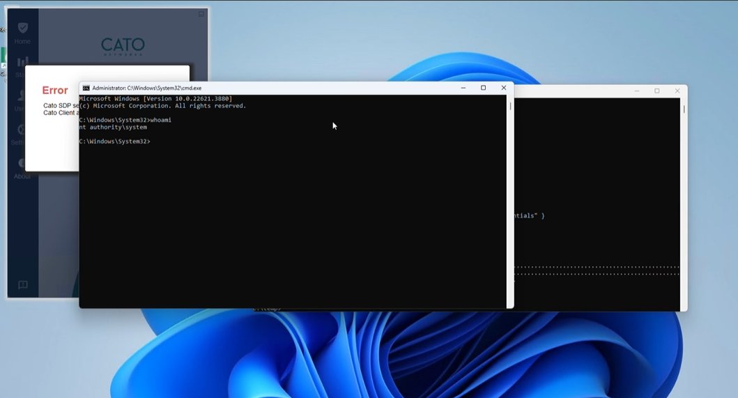 AmberWolf researchers Richard Warren and David Cash found high-risk vulnerabilities in Cato Client, including remote code execution and SYSTEM privilege escalation. Learn more in our blog series: blog.amberwolf.com/blog/2024/july… #vulnerability