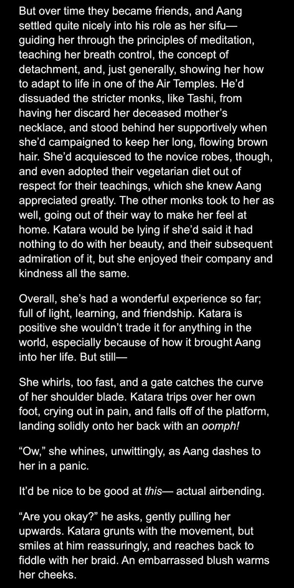 me writing a day one kataang week prompt on day three: 🤓 (avatar katara)