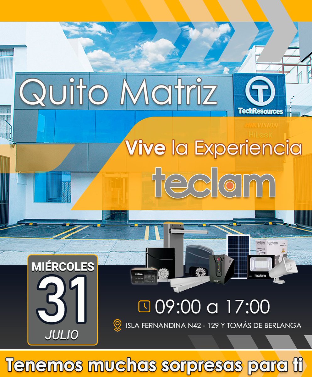 EcTechresources's tweet image. ÚLTIMO DÍA DEL MES DE TECLAM📷
¡Estás a tiempo, no te lo pierdas!
📷Promociones
📷Descuentos
📷Beneficios con tu registro

recursos-tecnologicos.com
#SeguridadElectrónica #CámarasDeSegurida #teclam #SistemasDeSeguridad #TechResources #mantenimiento #instaladores