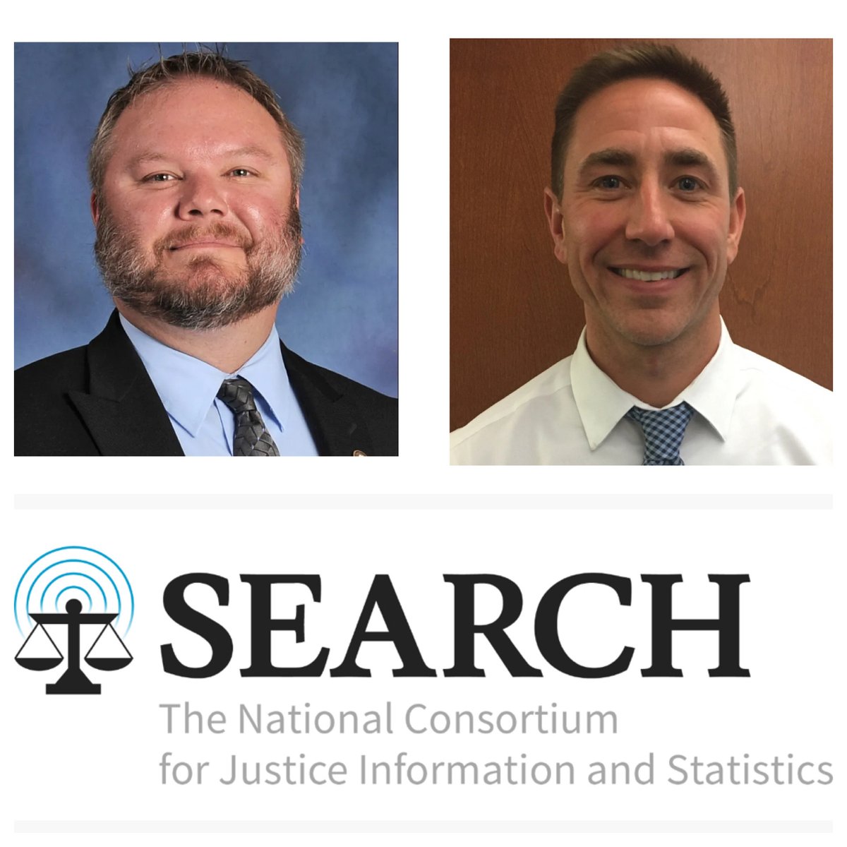 SEARCHorg's tweet photo. Congratulations to @DOJMT's Jason Bright (l) and Adam Dean, NY State Div. of Criminal Justice Services! They were elected Chair and Vice Chair of our Board of Directors last week: https://t.co/ikC2UpyWTf https://t.co/pXKfOSjcCn
