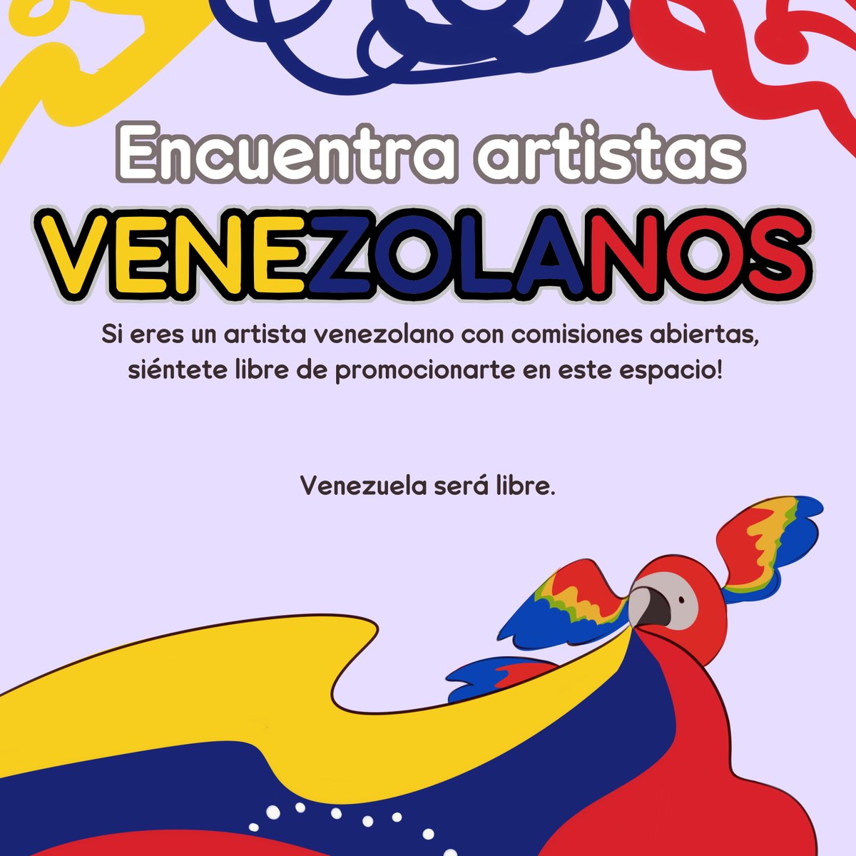 Euly_y's tweet image. ENCONTRÁ ARTISTAS VENEZOLANOS ACÁ 🇻🇪💛

Este es un espacio para que cualquier artista venezolano pueda promocionar sus comisiones!

Si estás buscando arte o ilustraciones de cualquier tipo, por favor, considerá trabajar con un artista de Venezuela 💛💙❤️

VENEZUELA SERÁ LIBRE