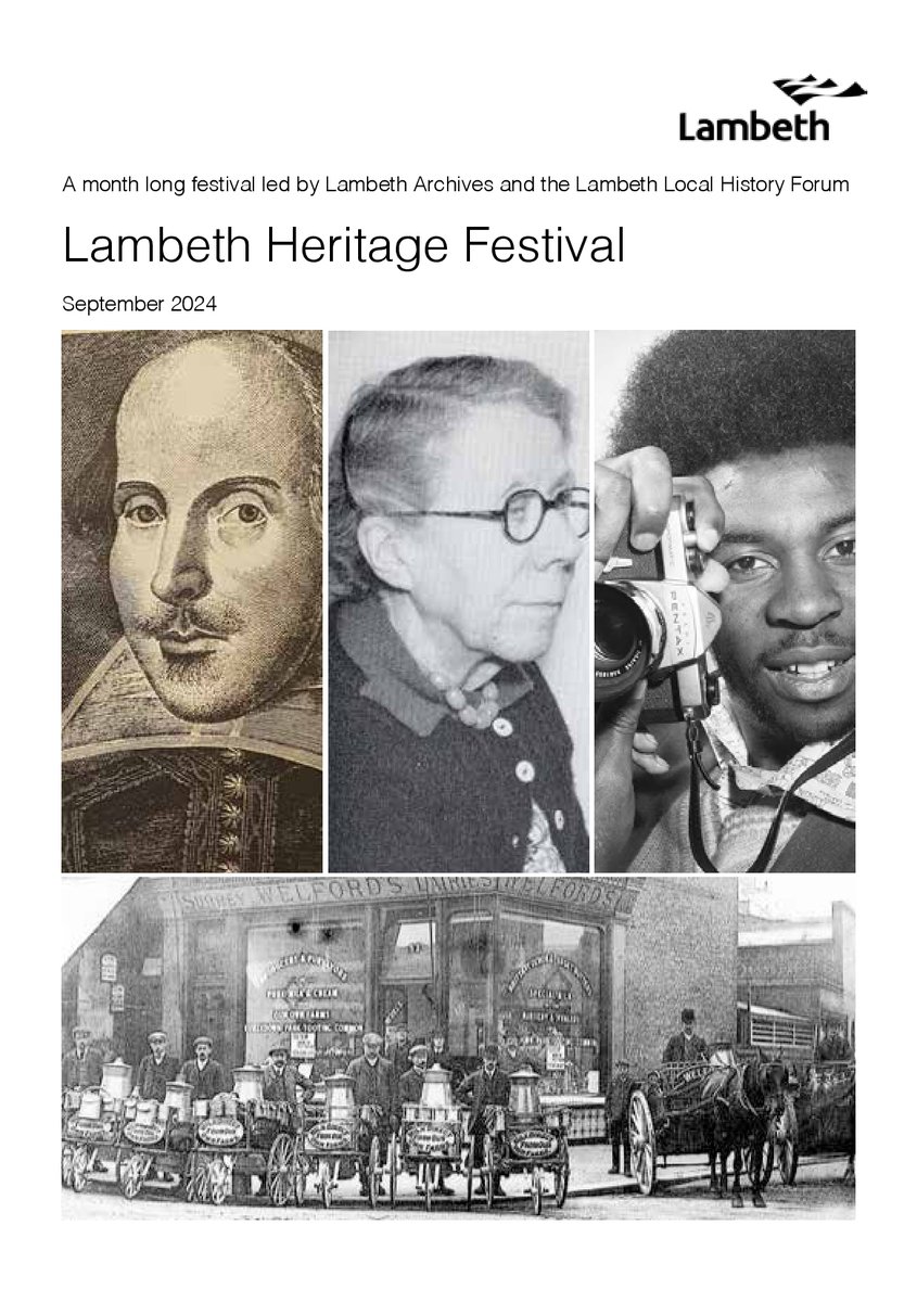 The brochure containing the programme for the 2024 Lambeth Heritage Festival can be downloaded or read here: bit.ly/FestProg2024
This has more events than any previous festival. As ever, they will be taking place all around the borough, all through September.