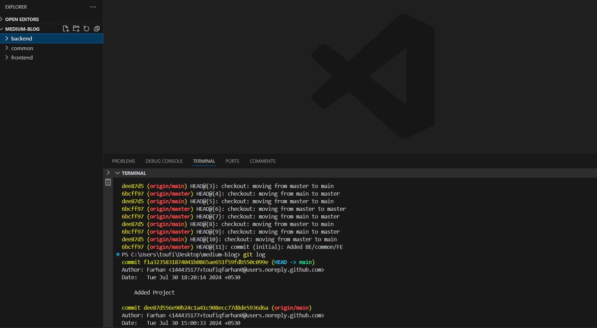 toufiq_farhan's tweet image. Day 31 of #100xDevs: Git taught me a valuable lesson (that I'll never forget). But my code is back, and I'm stronger than ever. 💪 Now I'm a Git master!
@kirat_tw
#100xDevs #learnprogramming #beginnerfriendly