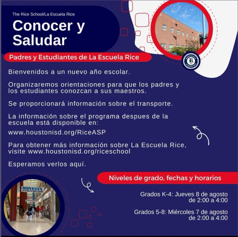 Meet &amp; Greet
Grades K-4(ES SPED) - Thursday, August 8  from 2:00-4:00
Grades 5-8(MS SPED) - Wednesday, August 7  from 2:00-4:00