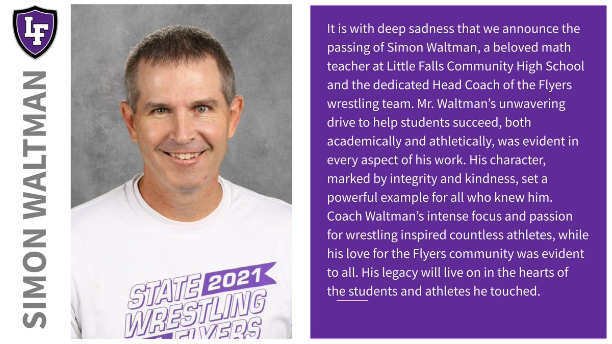 Our thoughts and prayers go out to the family of Simon Waltman at this time.