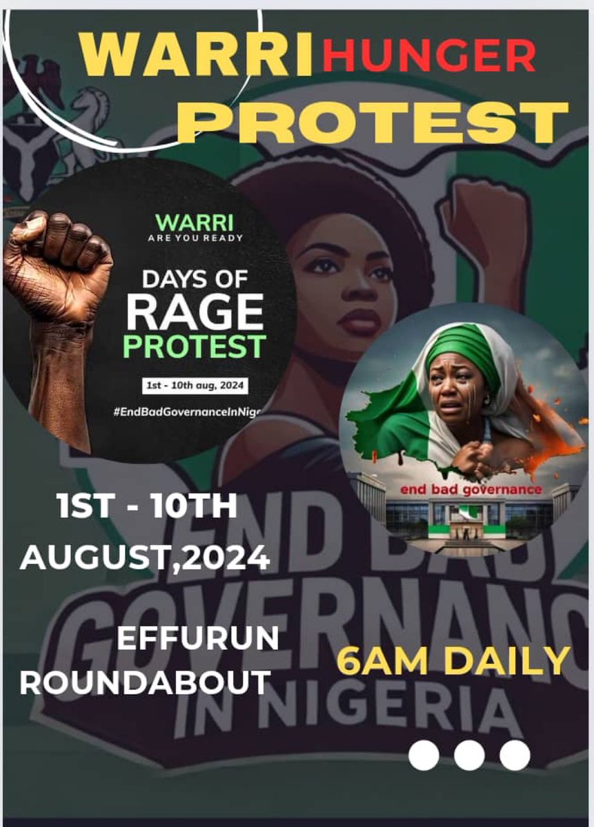 MissPearls's tweet photo. Warri no dey ever carry last!!!

Lets Go!!! 💪💪

#EndBadGovernaceProtest https://t.co/g6rLToZ7Gq