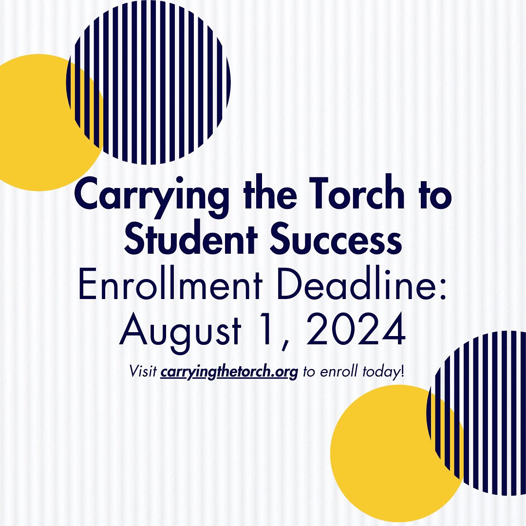 Hey, School Counselors!  As you return to school, are you ready to implement a Comprehensive School Counseling Program?  If so, consider enrolling for three FREE CARRYING THE TORCH TO STUDENT SUCCESS program.  The deadline is fast approaching.  Visit the website today!