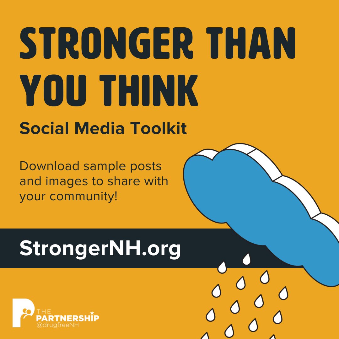 DrugFreeNH's tweet image. Have you seen our toolkits? #StrongerThanYouThink has easy to follow copy and images to co-brand with and share across all your social media platforms. Download today (and don&apos;t forget to tag us!). Check it out here: bit.ly/462o7EO #ThePartnershipNH #SocialMediaToolkit
