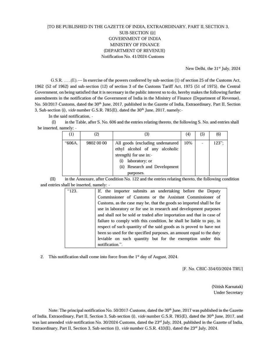 For those who are worried that they now have to buy chemicals at 150% duty for their laboratories