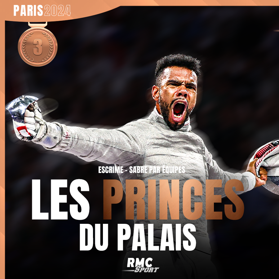 RMCsport's tweet photo. 🇫🇷🤺 ALLEZ !!!! UNE 23ème MÉDAILLE POUR LA DÉLÉGATION FRANÇAISE À PARIS !! 

🥉 Les sabreurs français Boladé Apithy, Sébastien Patrice et Maxime Pianfetti ont survolé les débats face à l'Iran et décrochent la médaille de bronze. 

MAGNIFIQUE !

#Paris2024 #JeuxOlympiques https://t.co/MsccVd3Iry