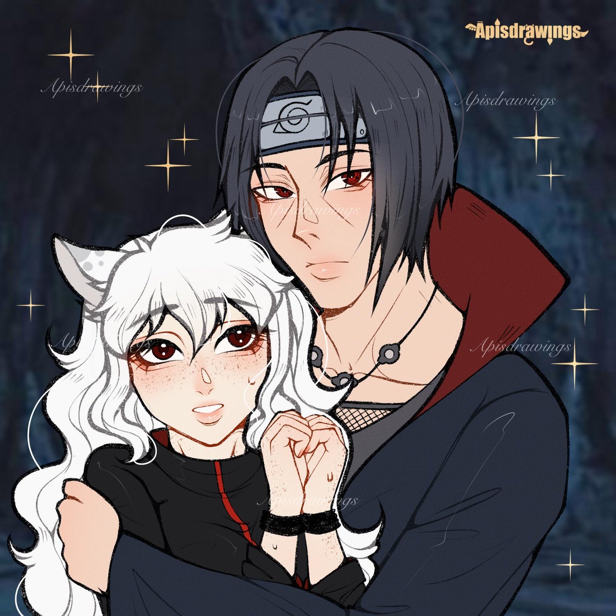 Did an oc x canon art❤️(cоmm work) 
Hope you like it my dears❤️
#art #anime #itachi #couple #humanoid #digitalart