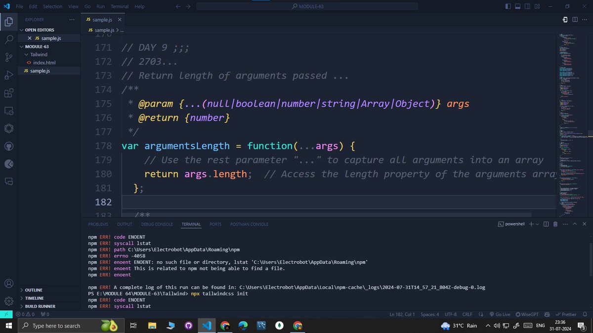 thakurdau2022's tweet image. Day 9 of #30DaysofJavascript: Conquering LeetCode! #30daycoding @leetCode: POTD (Done ✅)8) #2703: &quot;Return Array with Arg&quot;📷 Part of my #100DaysOfCodeEvery day brings new challenges and growth!  #JavaScript #LeetCode #CodeChallenge #FunctionalProgramming #DeveloperLife #Paris