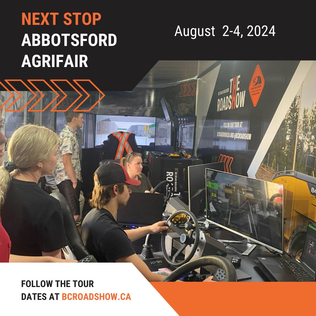 BCRoadShow's tweet photo. Does fair food taste better after mastering the excavator simulator? Find out this weekend at the Abbotsford Agrifair!

Come for the rides and entertainment, stay for the RoadShow. Details below: 
📅 August 2-4
⏰ Fri: 12pm-10pm, Sat &amp; Sun: 10am-10pm
📍 Agrifair Exhibition Park https://t.co/thoKQDSNEl