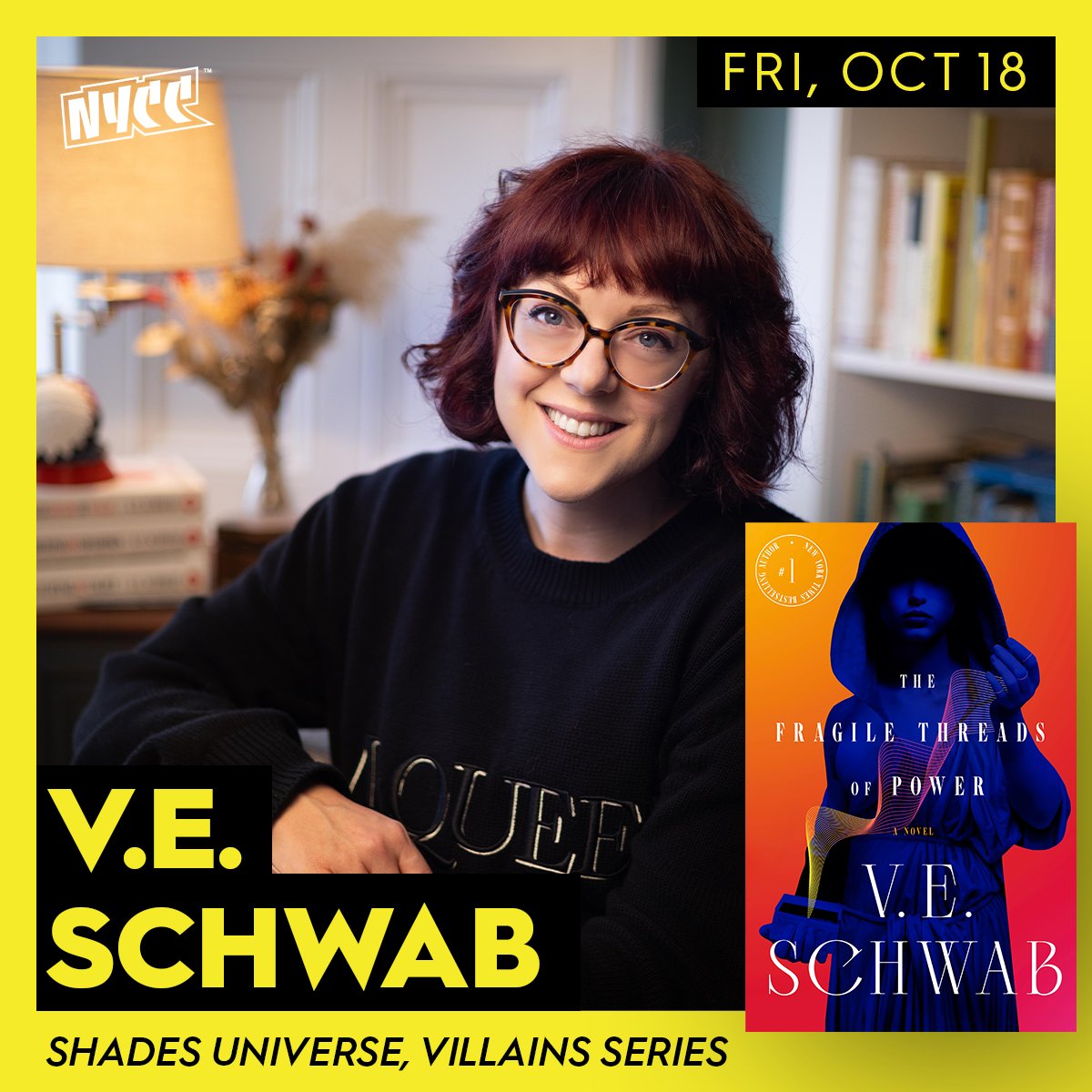 Tor Books (@torbooks) on Twitter photo The <a href="/nytimes/">The New York Times</a> bestselling author <a href="/veschwab/">Victoria/V.E. Schwab</a> is joining <a href="/NY_Comic_Con/">New York Comic Con</a> on Friday, October 18 for a spotlight panel and author signing!
Friday tickets are 70% sold out, snag yours before they’re gone: nycomic24.com/buytickets The <a href="/nytimes/">The New York Times</a> bestselling author <a href="/veschwab/">Victoria/V.E. Schwab</a> is joining <a href="/NY_Comic_Con/">New York Comic Con</a> on Friday, October 18 for a spotlight panel and author signing!
Friday tickets are 70% sold out, snag yours before they’re gone: nycomic24.com/buytickets
