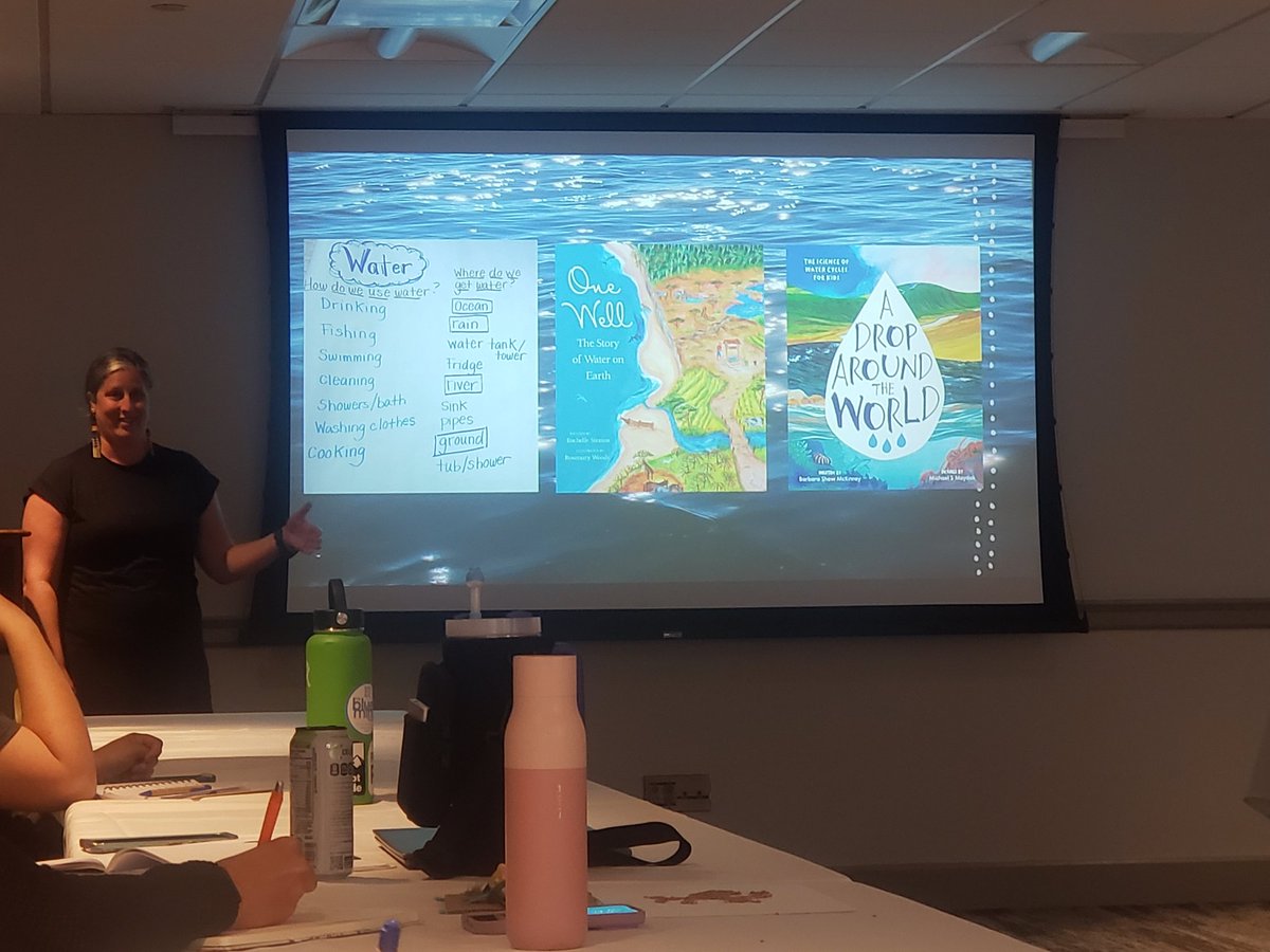 Books are a great way to bring #marinescience, #STEMeducation into elementary classrooms. Also, writing, art, field experiences, data collecting, group activities. Keep it simple! Laura Moore, E Lyme Public Schools presented a ton of great ideas. #NMEA2024