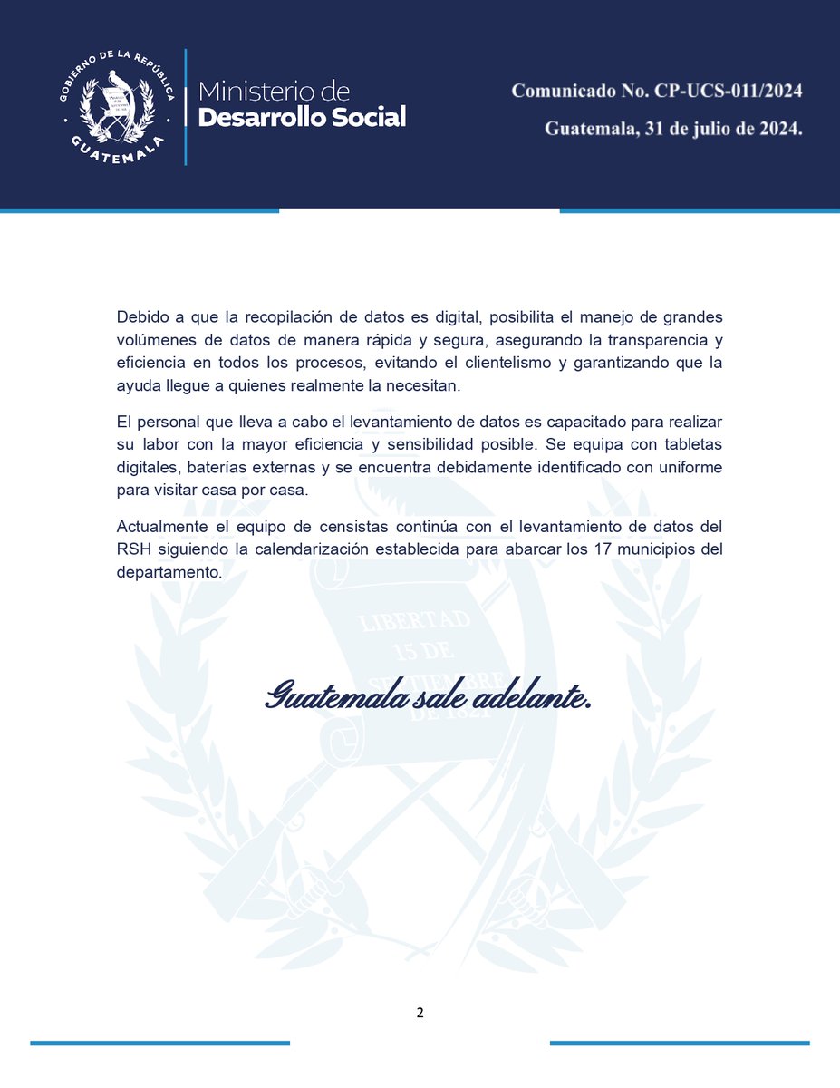 #AHORA <a href="/Midesgt/">Ministerio de Desarrollo Social</a> comparte comunicado sobre primer entrega de tarjetas para compra de alimentos a nuevos beneficiarios
