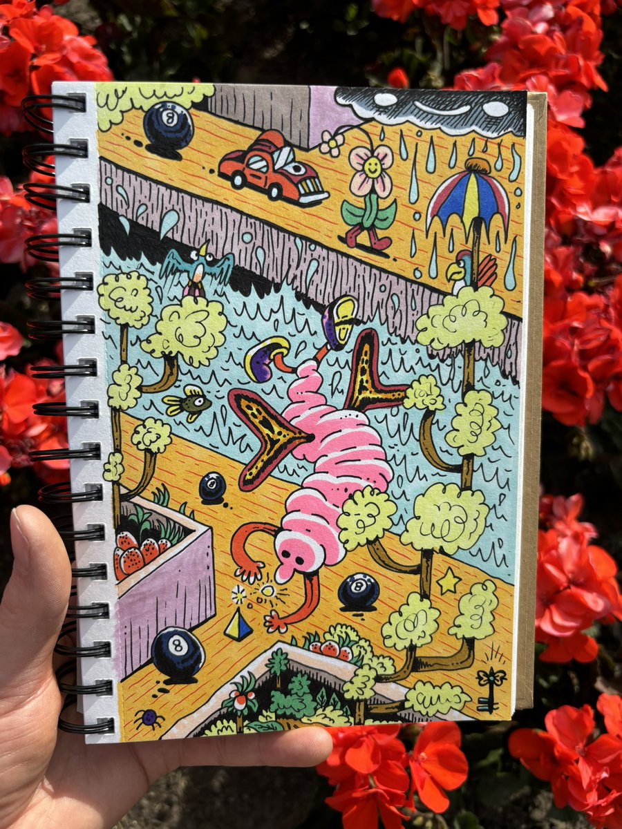 The summer wildlife by the river ☀️ 🦋 
5.5x8” Ink on paper. 
#sketchbook #drawing