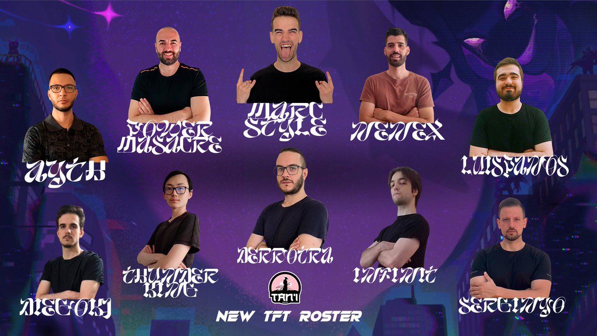 ⭐️ 𝓟𝓡𝓔𝓢𝓔𝓝𝓣𝓐𝓒𝓘𝓞́𝓝 | 𝓣𝓔𝓐𝓜𝓕𝓘𝓖𝓗𝓣 𝓣𝓐𝓒𝓣𝓘𝓒𝓢 ⭐️

Tenemos no uno, sino DIEZ GUERREROS que llevarán el nombre de Tan'i Esports a lo más alto del TFT este Set 12 🏆

Tenéis sus perfiles en el pie de imagen, ¡Apoyad y seguid a todos! 🩷

¡A por todas, samuráis! 👊