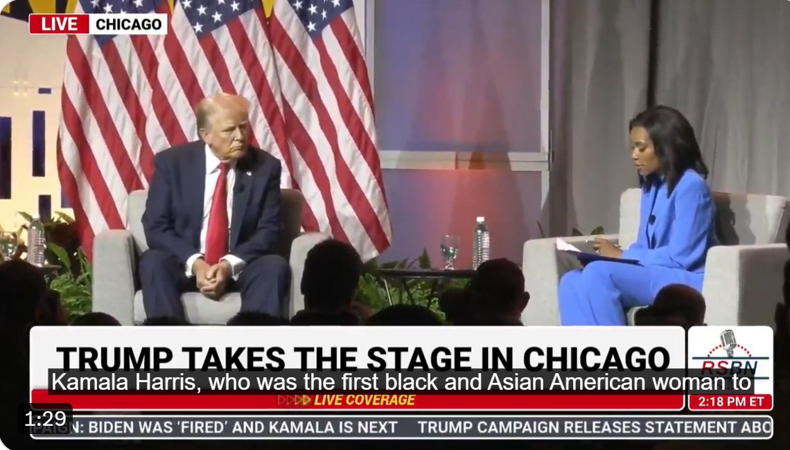 ReallyAmerican1's tweet image. 🚨BREAKING: Donald Trump is having a DISASTROUS appearance at the National Association of Black Journalists Convention where he became combative and evasive when asked by a journalist why should voters ignore his disrespect of Black people.

He answered with "I don't think I've…