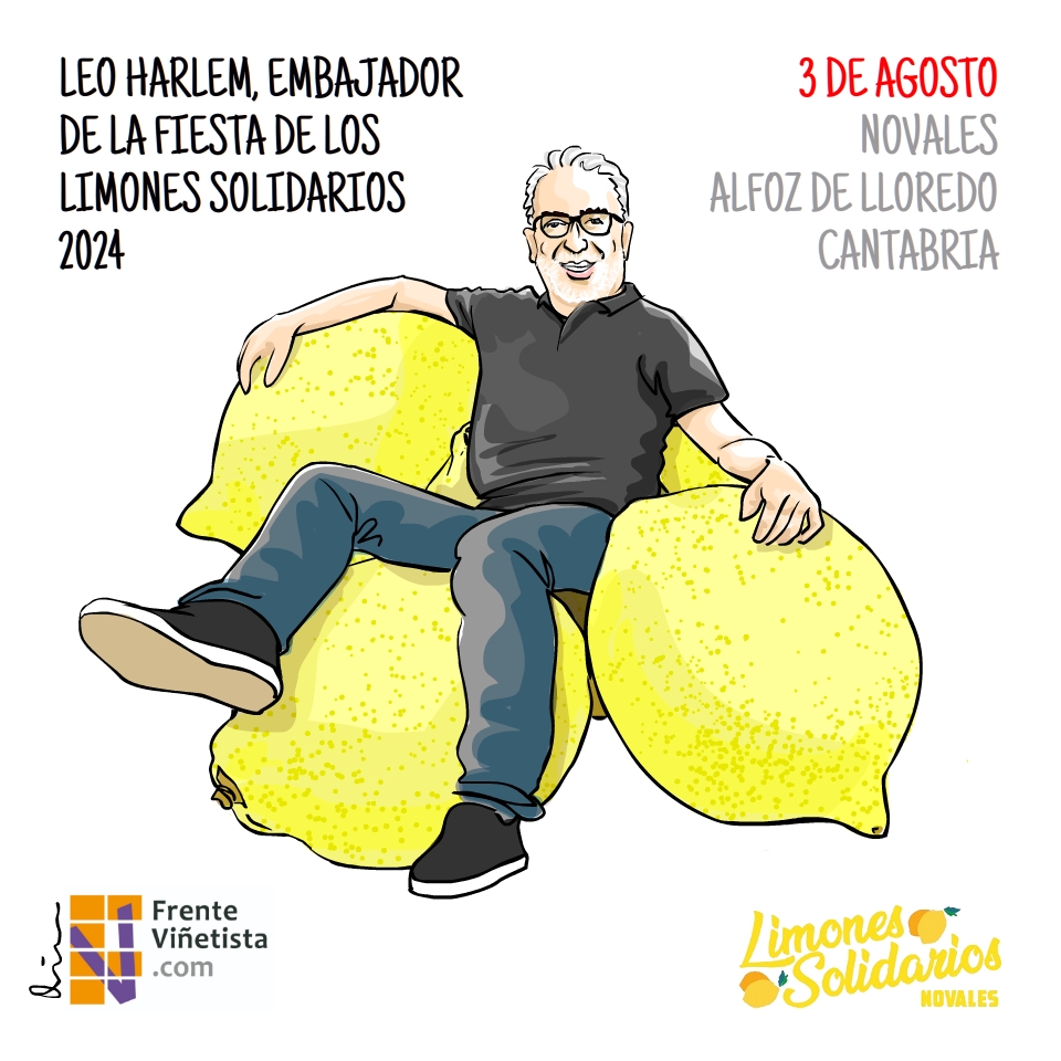 LimonSolidarios's tweet image. 🎨🍋¡El @FrenteVinetista se une a la Fiesta de los #LimonesSolidarios con una divertida viñeta en la que el protagonista es el Embajador Solidario de este año, @LeoHarlem y por supuesto, los grandiosos limones de Novales 😂🎉
📅3 agosto
📍Novales, Cantabria
#CantabriaApetece
