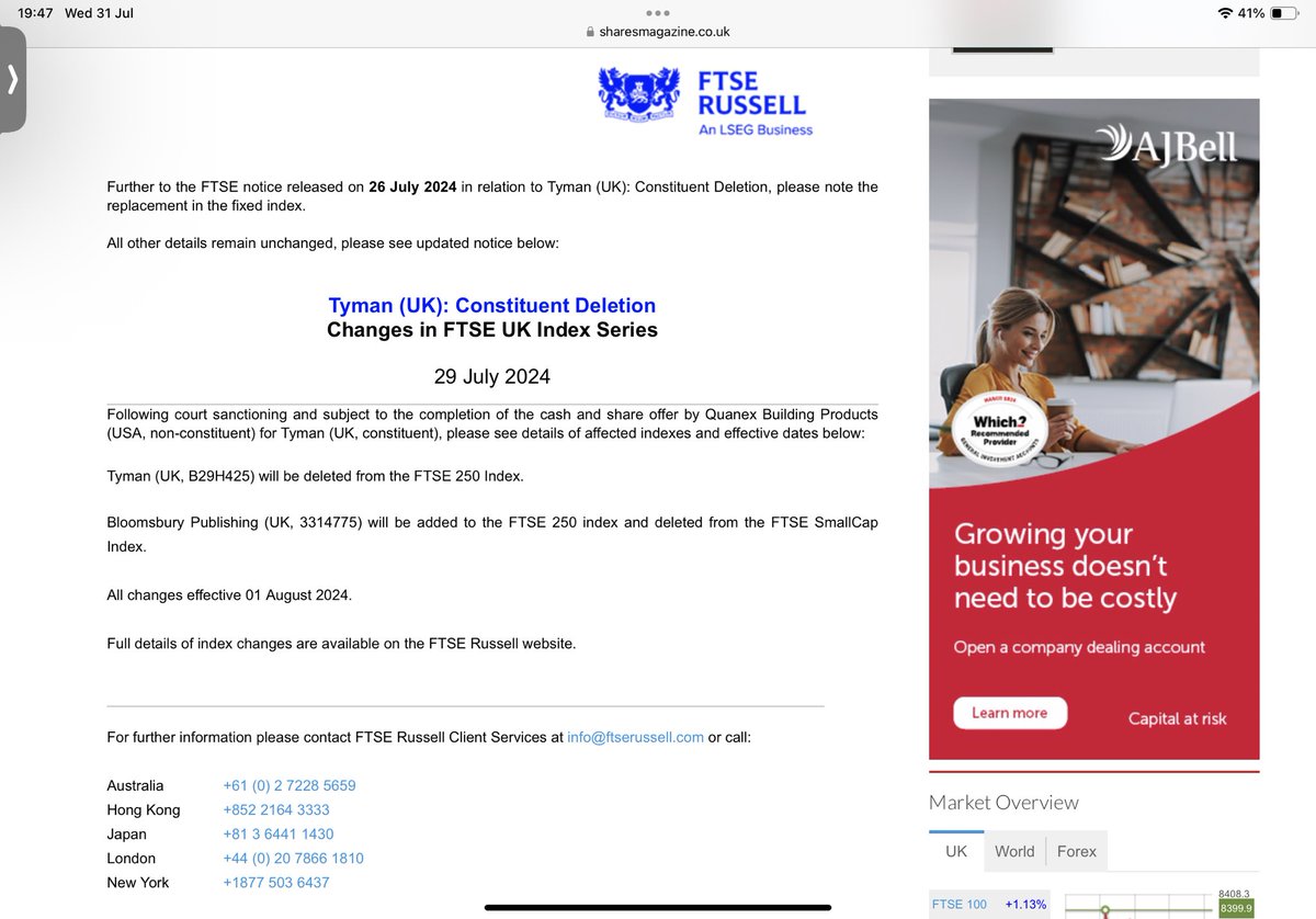 reb40's tweet image. #BMY Oooo this exciting for shareholders in Bloomsbury Publishing as it enters the FTSE250 on August 1 👍