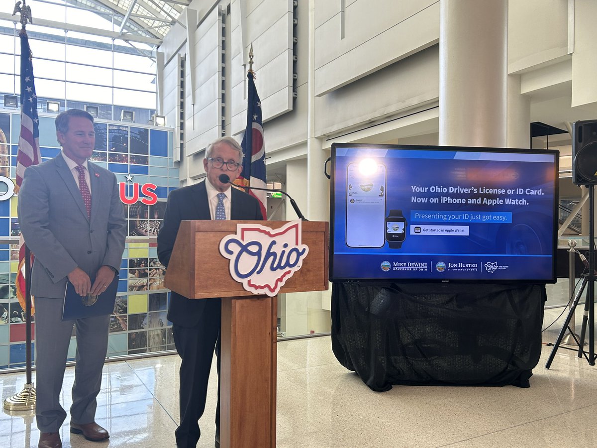 News: State of Ohio launch digital drivers license. 

Ohioans can now download in the App Store and store ID in their <a href="/Apple/">Apple</a> Wallet.

<a href="/GovMikeDeWine/">Governor Mike DeWine</a> 
Lt. Gov. <a href="/JonHusted/">Jon Husted</a>
<a href="/Ohio_BMV/">Ohio Bureau of Motor Vehicles</a>