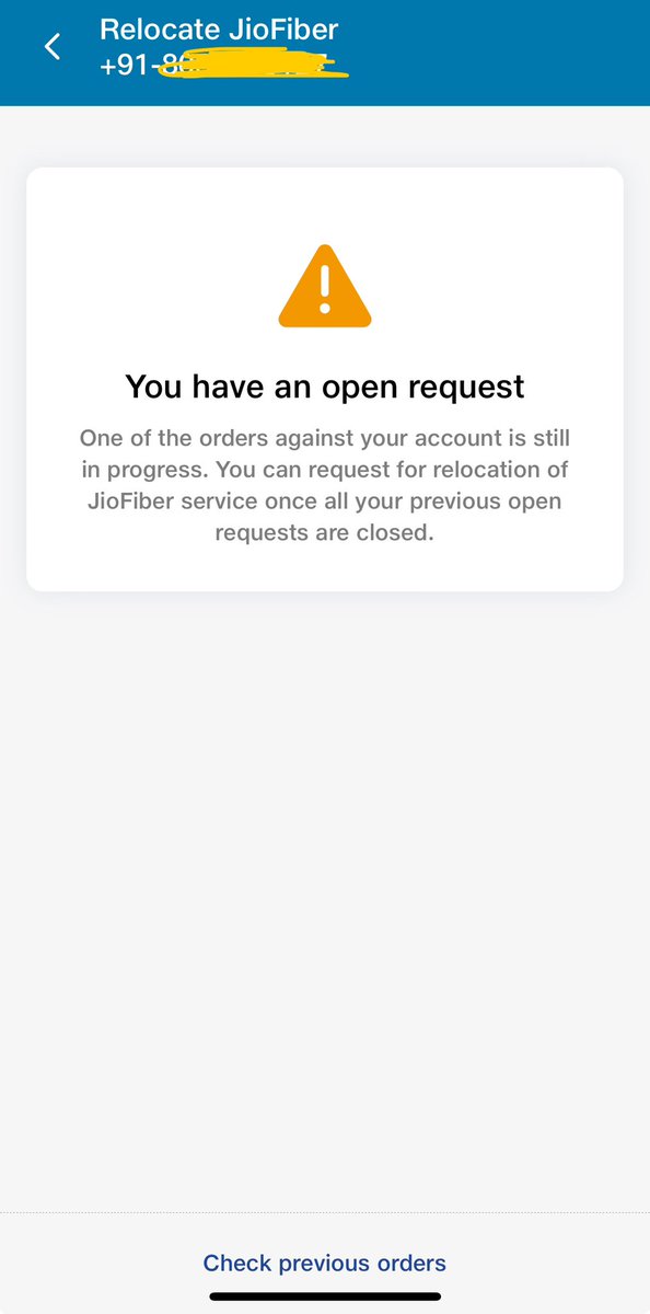 zuckmuk's tweet photo. @JioCare @reliancejio I’m unable place a request to relocate my jio fiber since 2 months. I don’t have any open requests still ur app/website displays as open request. Much stuck 2 relocate my jio connection. If you cannot help pls let me know. https://t.co/uXCSNAzBSd