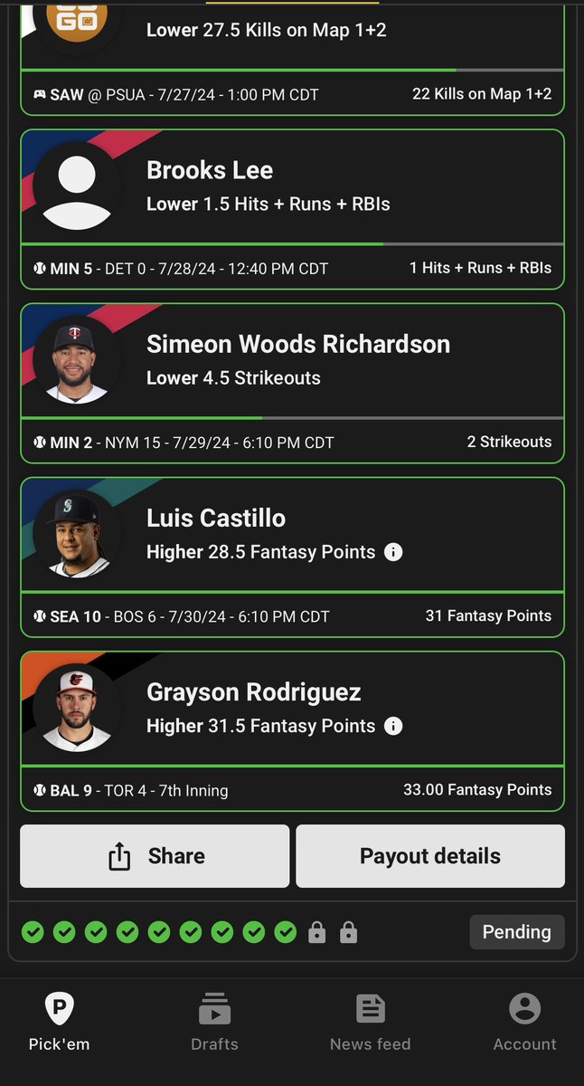 Saint16King's tweet image. The Streak Continues 👀

Legacy Run $5 into $5,000

9 Down ✅
2 To Go 🫡

Who will be our next play 🤔

#PlayerPropBets #GambingTwitter #Gamblingplatform @UnderdogFantasy