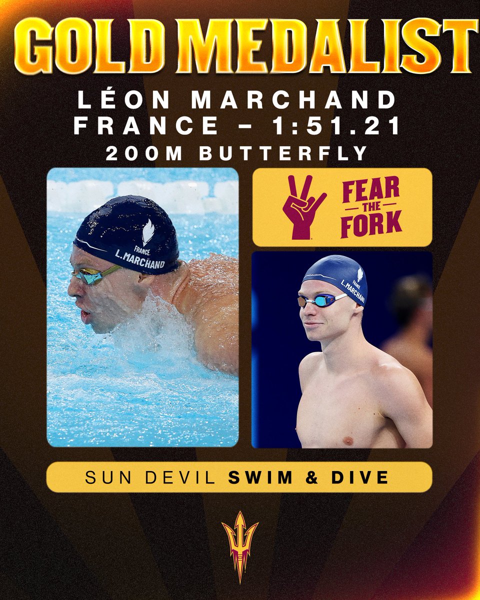 ASUSwimDive's tweet photo. MAGNIFICANT MARCHAND! 🇫🇷

Léon Marchand is now a two-time Olympic Gold medalist setting an OLYMPIC RECORD 1:51.21 to claim his second gold medal this week! 🥇🥇

#ForksUp /// #OlympiansMadeHere /// #ParisOlympics https://t.co/R1TMagRfkq