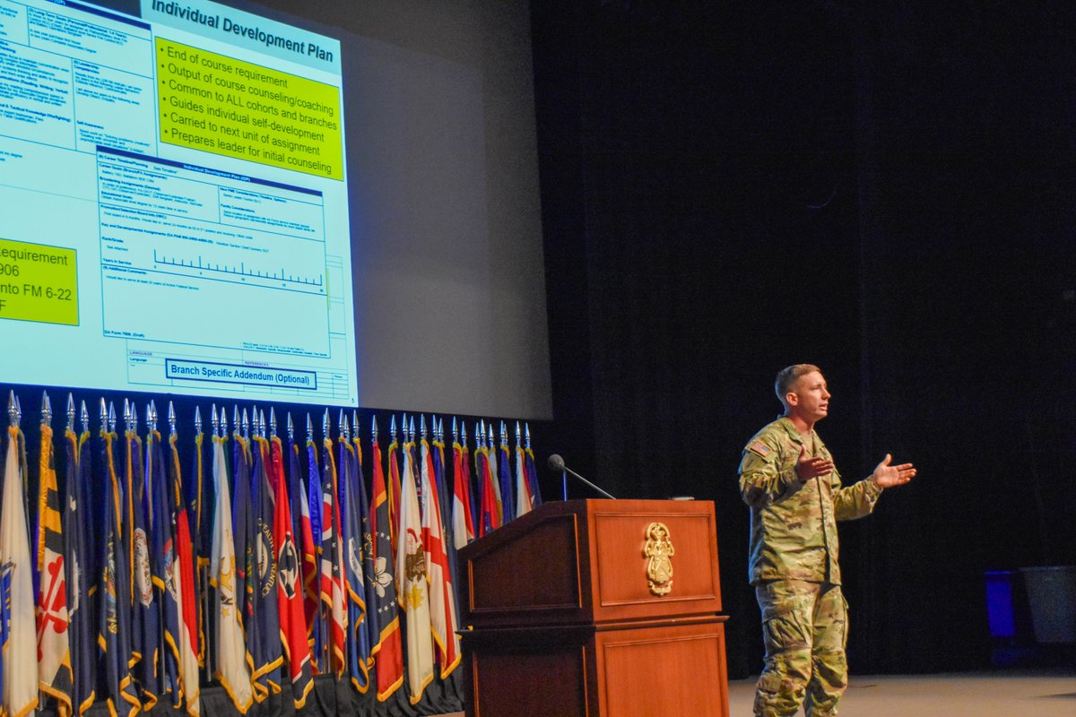 LTC Nathan Branen, Director of CAL addresses the 969 students of the CGSC Class of 2025. LTC Branen provided an overview of the Career Long Assessment – Athena, a series of leader assessments that provides feedback on leadership gaps, strengths, and weaknesses.