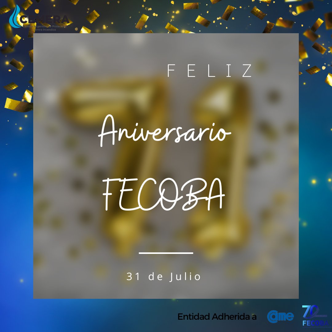 🎉 Felicitamos a <a href="/fecoba/">fecoba</a> por celebrar 71 años de trabajo y progreso para las pymes de la Ciudad y agradecemos su compromiso con CEMERA.

¡¡¡Feliz Aniversario!!! 👏

#FECOBA #pymes #CABA #aniversario

<a href="/fxcastillo/">xavier castillo</a>