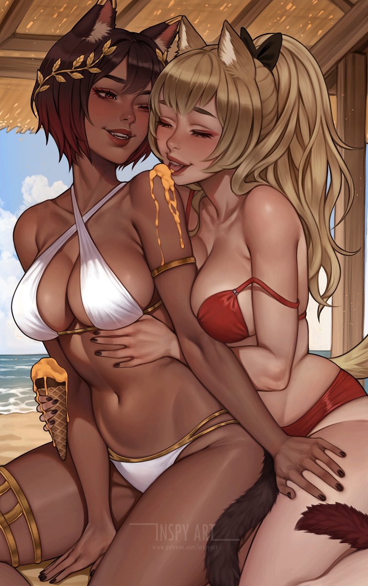 Silver and Ema, hanging out on the beach!🍦♥️