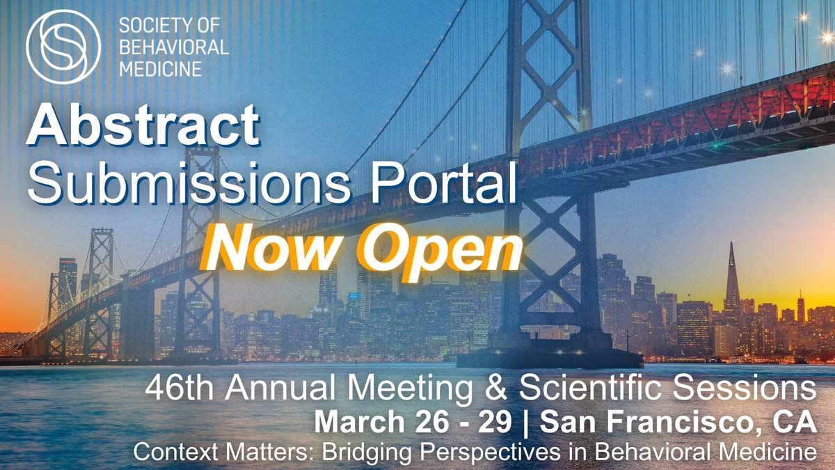 The countdown is on! 🚀

The 2025 Abstract Submissions Portal is open for your groundbreaking work. Submit your abstract by September 4 and get ready for an amazing event. Don’t wait—make your mark in behavioral medicine!

Find out more here: ow.ly/ONhl50SOy1h #SBM2025