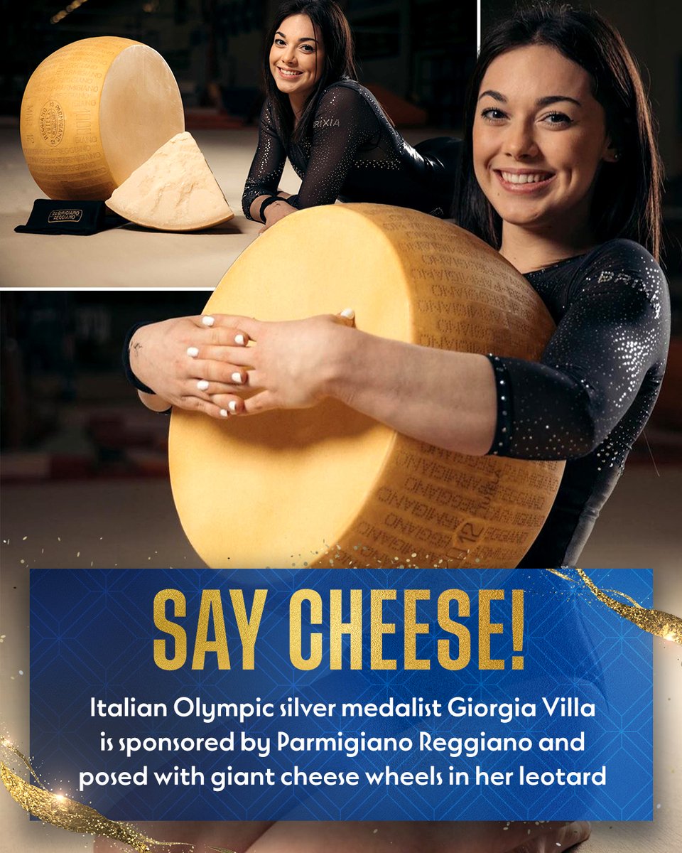 Italian Olympic silver medalist Giorgia Villa is sponsored by Parmigiano Reggiano, and her portraits look exactly like you'd expect. #ParisOlympics