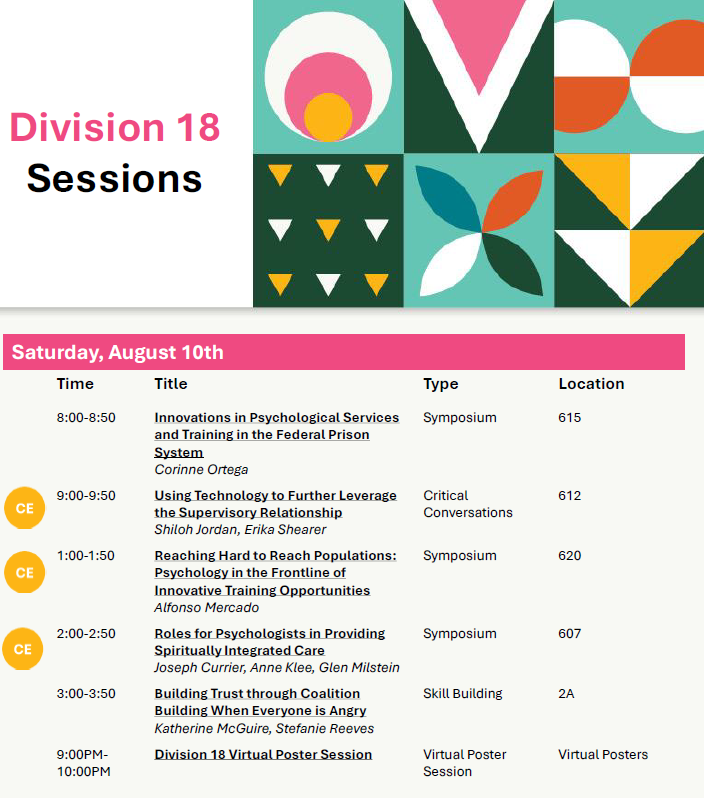 DIVISION 18 PSYCHOLOGISTS IN PUBLIC SERVICE

Be sure to check out these and other Division 18 activities at the APA Convention!

publicservicepsych.org/education-and-…