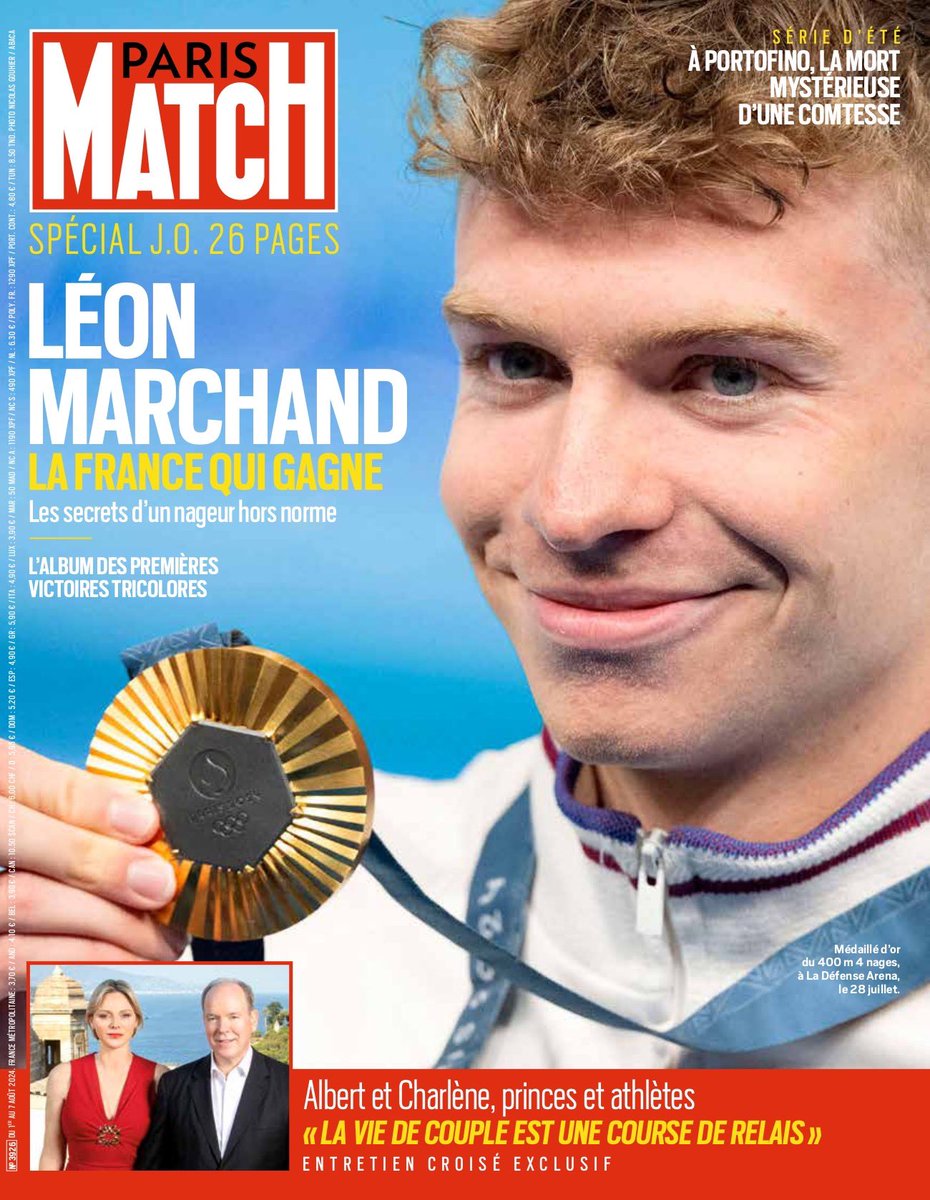 Une deuxième médaille d’or pour <a href="/leon_marchand/">Léon</a>… et la Une de Paris Match demain !